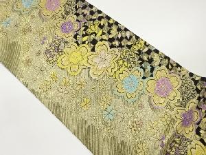 雪輪に市松・桜尽くし模様織出し袋帯